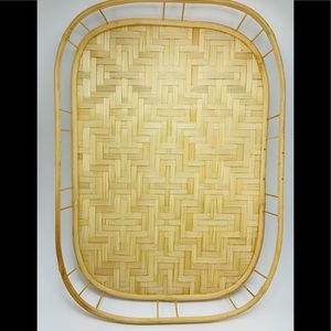 Mid-Century Bohemian Chic Woven Wicker & Bamboo Stacking Trays - Set of 3